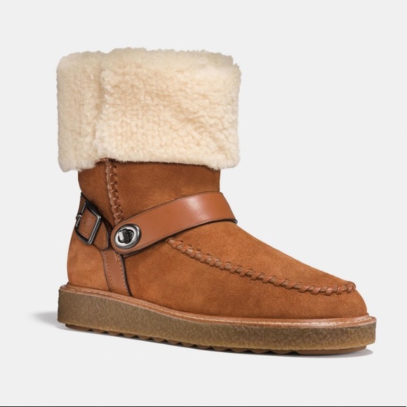 COACH MOTO SHEARLING BOOT - Picture 1 of 4